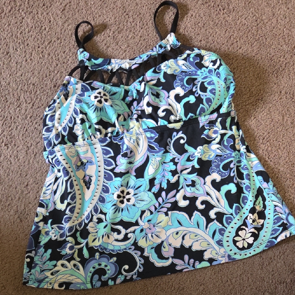 24th & Ocean Paisley Bikini Top - Blue and Black